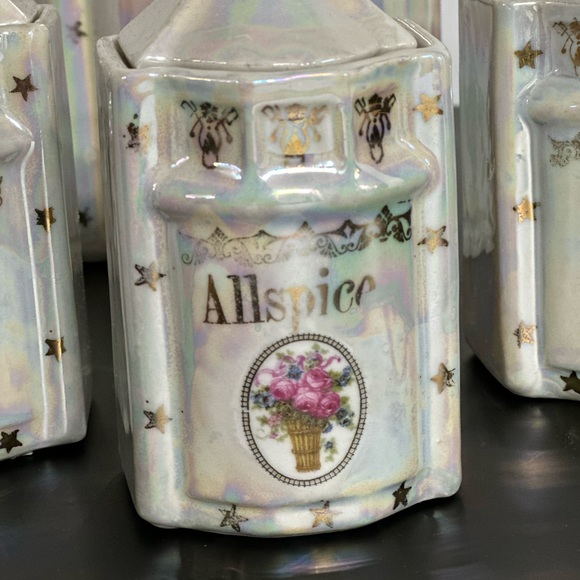 Antique 1920s Lusterware Spice Canisters by White Block Germany - Picture 3 of 12